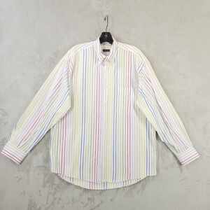 Gitman Bros Dress Shirt Men Large Striped Button Down Long Sleeve Colorful USA
